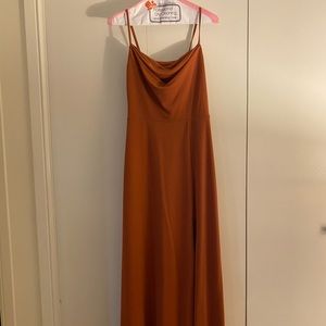 Birdy Grey floor length terracotta dress with slit size S